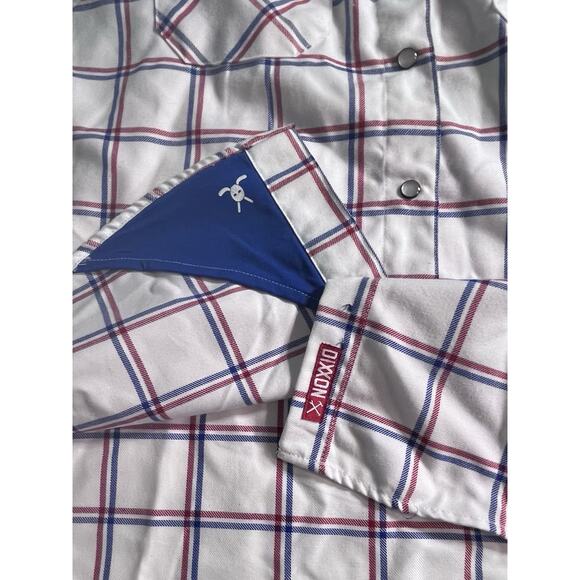 Dixxon Flannel Co Cross Check Mens 2X White Red Plaid Button Snap - Picture 3 of 7